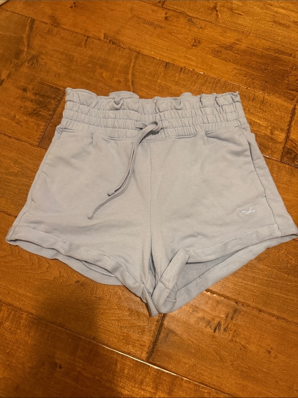 Hollister Women's Light Blue Drawstring Lounge Shorts